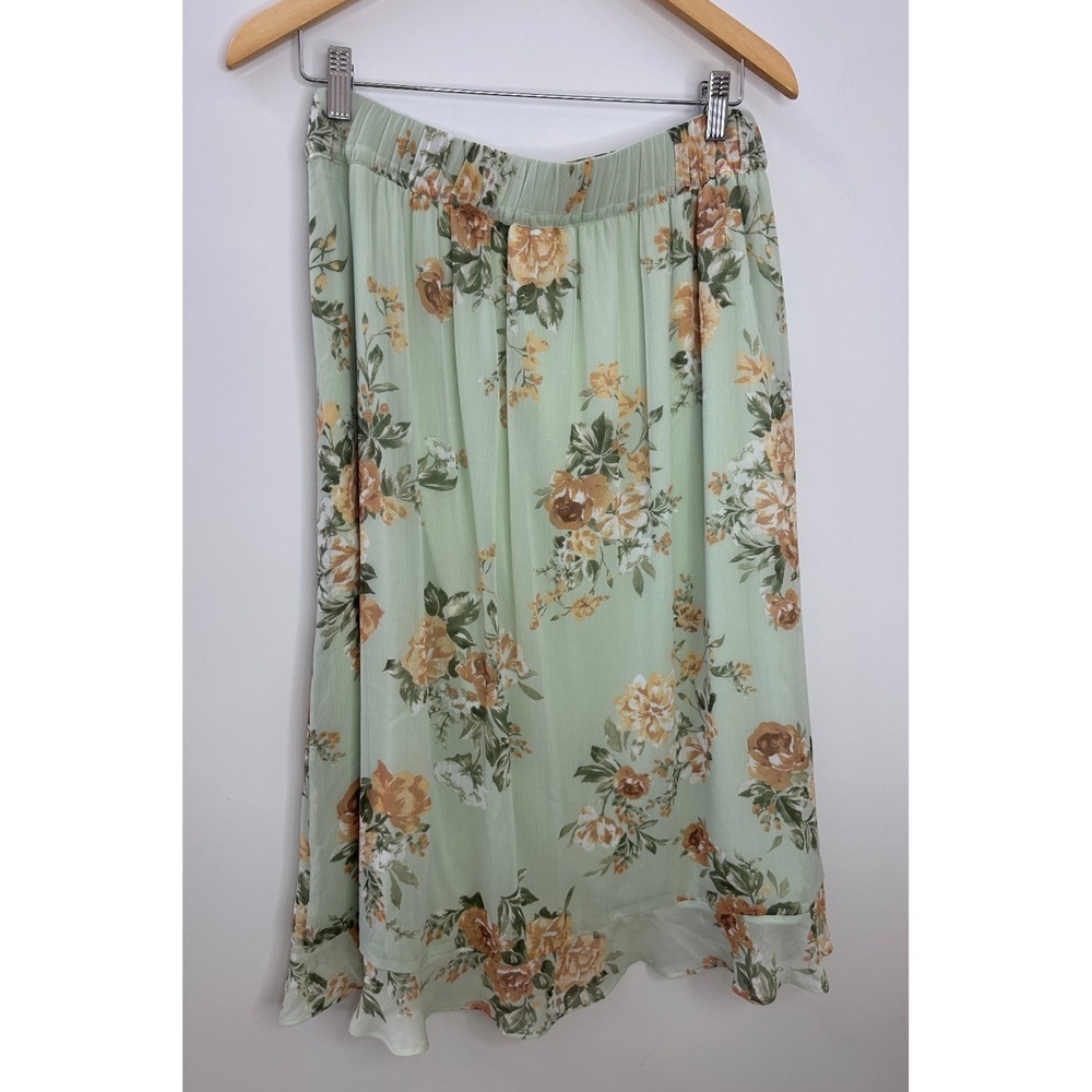 NWT Christopher Banks Floral Ruffle Midi Skirt Boho Cottage Coquette CJ Banks M - Picture 8 of 10